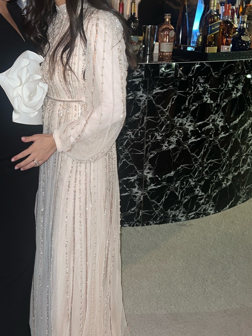 Mac Duggal Ivory Beaded A-Line Wedding Dress. Fixed neckline - Picture 6 of 7